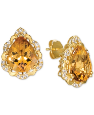 image of Le Vian Cinnamon Citrine (6 ct. t.w.) & Nude Diamonds (1/4 ct. t.w.) Stud Earrings in 14k Gold