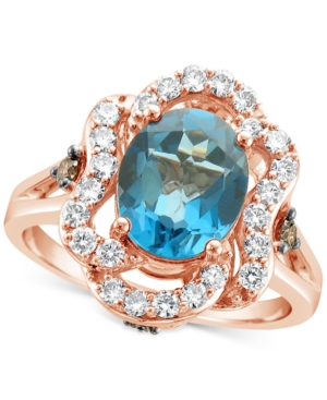 image of Le Vian Deep Sea Blue Topaz (2-7/8 ct. t.w.) & Diamond (5/8 ct.t.w.) Ring in 14k Rose Gold