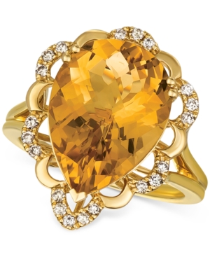 image of Le Vian Cinnamon Citrine (6-1/4 ct. t.w.) & Nude Diamonds (1/5 ct. t.w.) Statement Ring in 14k Gold