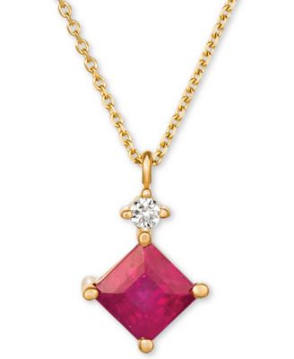 Macy's - Sapphire (5/8 ct. t.w.) and Diamond Accent 16" Pendant Necklace in 14k White Gold(Also Available in Certifed Ruby)