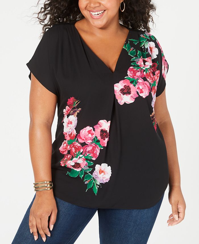 INC International Concepts INC Plus Size Mixed-Media Top, Created for  Macy's - Macy's