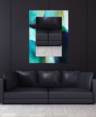 Reverse Printed Tempered Art Glass with Rectangular Beveled Mirror Wall Decor - 48" x 36''