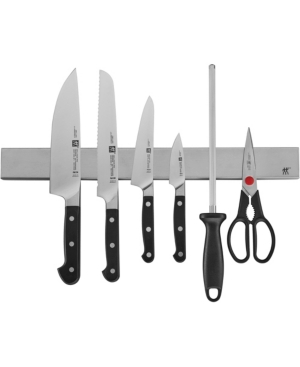 J.a. Henckels Pro 7pc Set W/17.5" Stainless Magnetic Knife Bar In Black