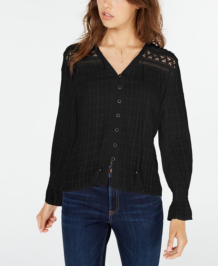American Rag Juniors' Lace-Inset Top, Created for Macy's - Macy's