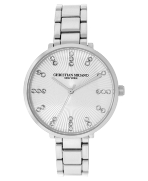 image of Christian Siriano Women-s Analog Silver-Tone Stainless Steel Add-a-Link Watch 38mm