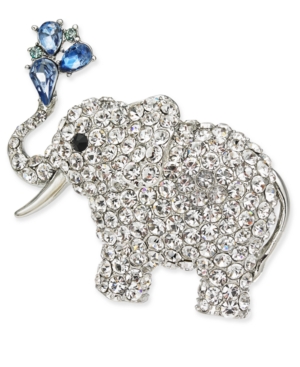 image of Charter Club Silver-Tone Crystal Elephant Pin, Created for Macy-s