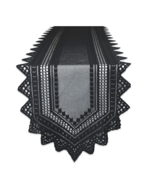 Design Imports Nordic Lace Table Runner 14" X 72" In Black