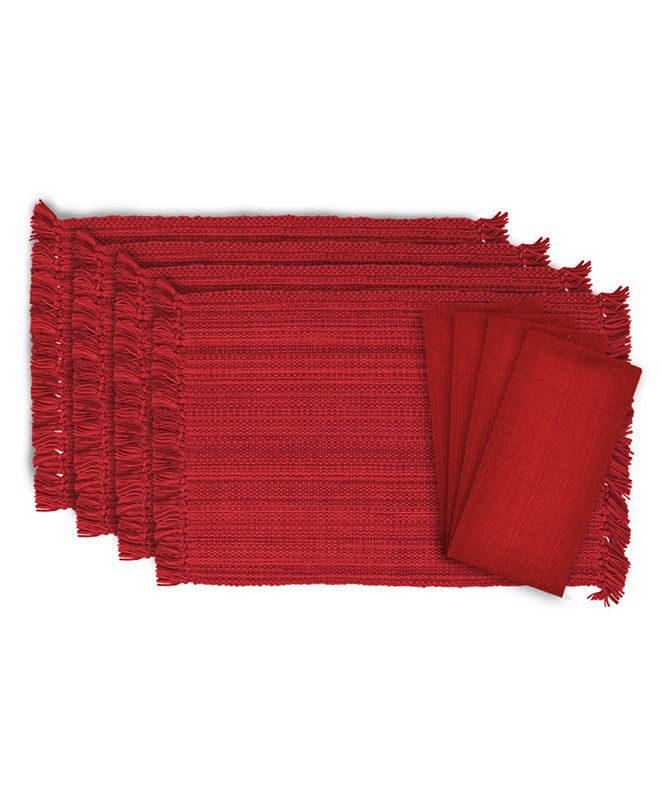 Design Imports Variegated Fringe Placemat and Napkin, Set of 8
