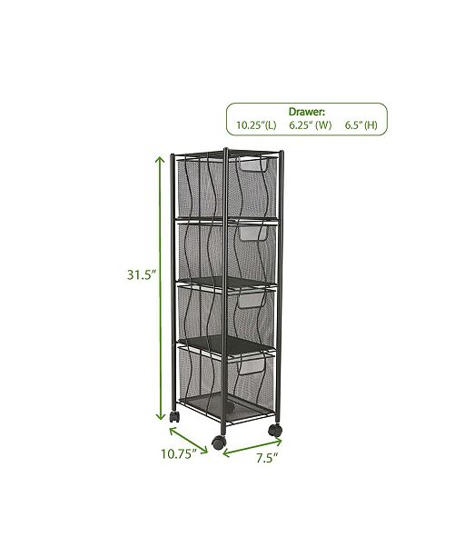 Mind Reader 4 Drawer Storage Cart Heavy Duty Multi Purpose Cart