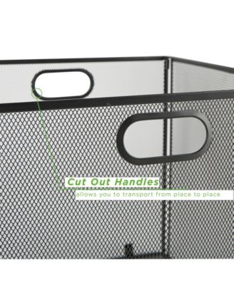 Mind Reader Mesh File Box With Handle, Collapsible Storage Basket