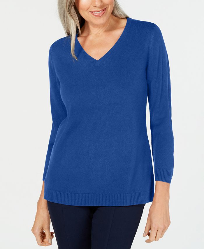 Karen Scott Petite V-Neck Sweater, Created for Macy's - Macy's
