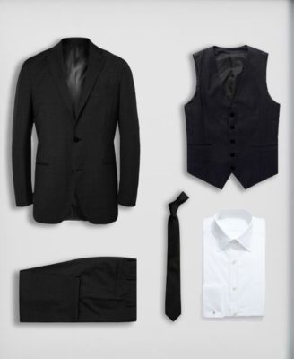 Big Boy's 5-Piece Shirt, Tie, Jacket, Vest and Pants Solid Suit Set