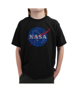 image of La Pop Art Big Boy-s Word Art T-Shirt - Nasa-s Most Notable Missions