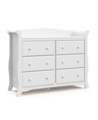 Avalon 6 Drawer Universal Double Dresser - White