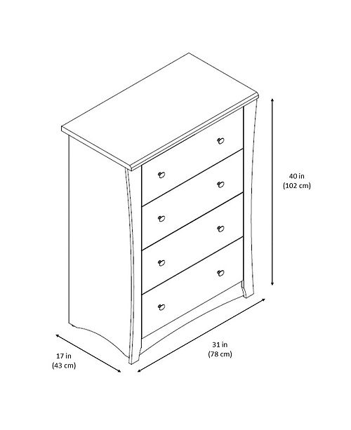Storkcraft Crescent 4 Drawer Bedroom Or Kids Nursery Chest