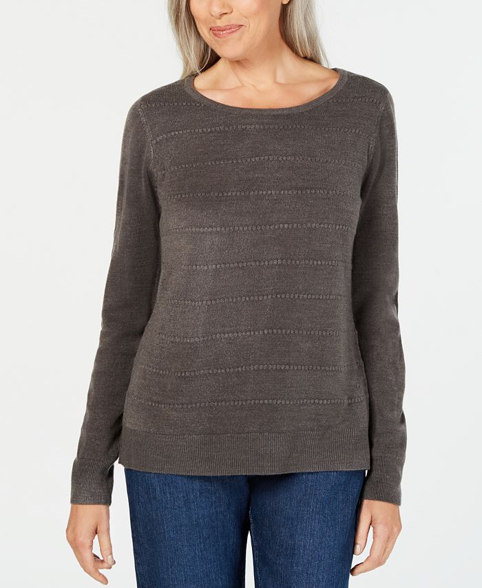 Karen Scott Textured-Stripe Sweater, Created for Macy's & Reviews ...