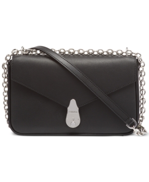 Calvin Klein Lock Leather Shoulder Bag In Black/silver | ModeSens