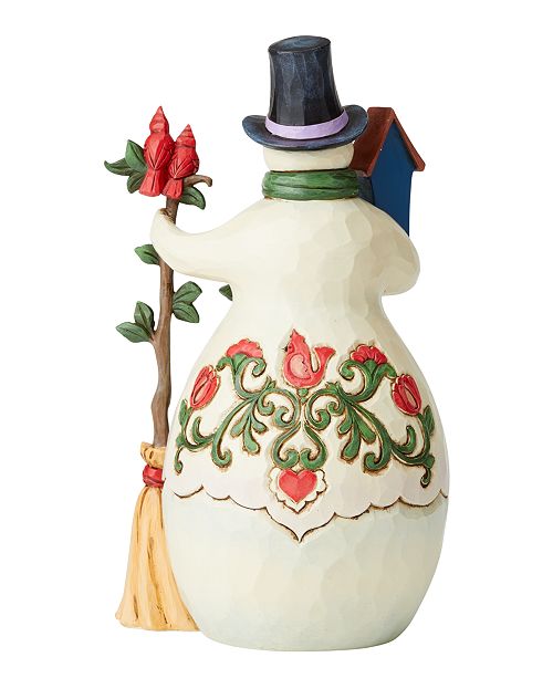 Jim Shore Pupazzo Di Neve Con Cardinale - Ornamento Natalizio In Resina Di Pietra, Altezza 11,2 Cm