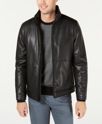 Calvin Klein Men&#39;s Faux Leather Jacket, Created for Macy&#39;s & Reviews - Coats & Jackets - Men ...