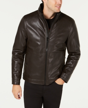 Calvin Klein Men's Faux Leather Moto Jacket, Created For Macy's In Heritage  Brown | ModeSens