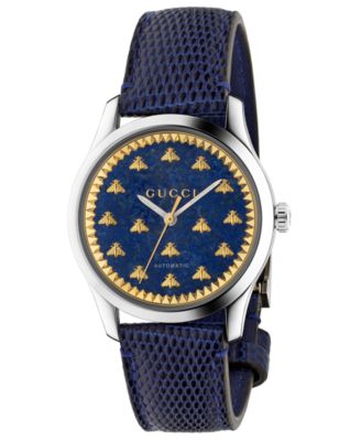 Gucci - Unisex Swiss Automatic G-Timeless Blue Lizard Leather Strap Watch 38mm