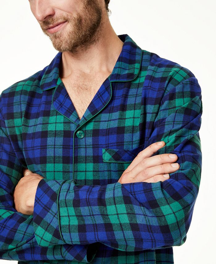 Family Pajamas Men's Matching Black Watch Plaid Family Pajama Set