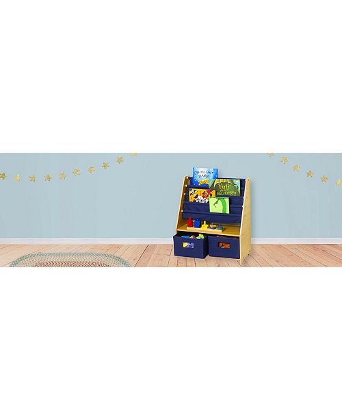 Wildkin Natural Sling Bookshelf With Blue Canvas Reviews Kids