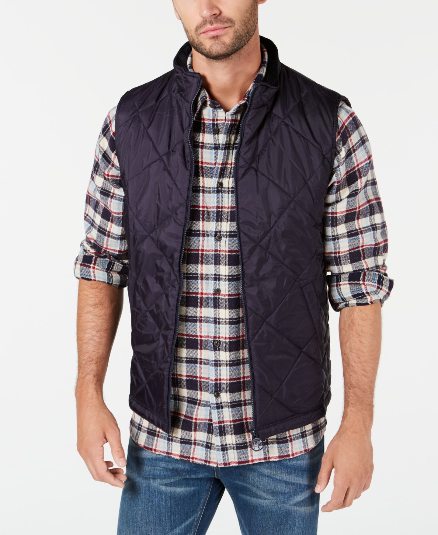 Мужской жилет Barbour Finn Gilet Quilted Vest, цвет: Тёмно-синий — фото 1