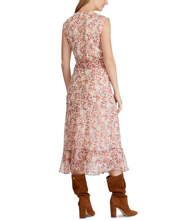 lauren ralph lauren botanical print georgette gown