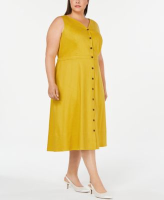 yellow fit and flare dress plus size