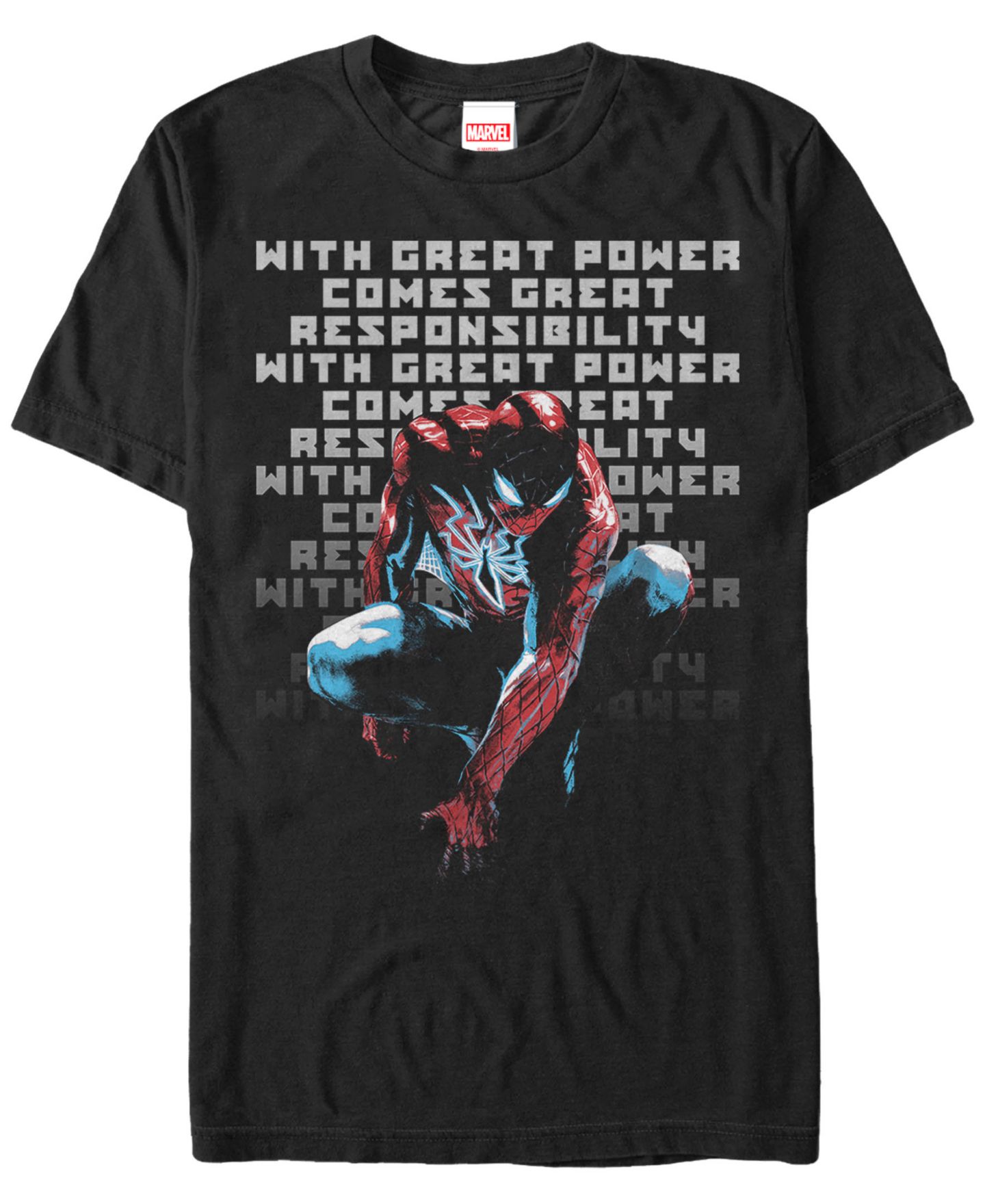 Мужская футболка Fifth Sun Marvel Spider-Man with Great Responsibility Short Sleeve, цвет: Чёрный — фото 1