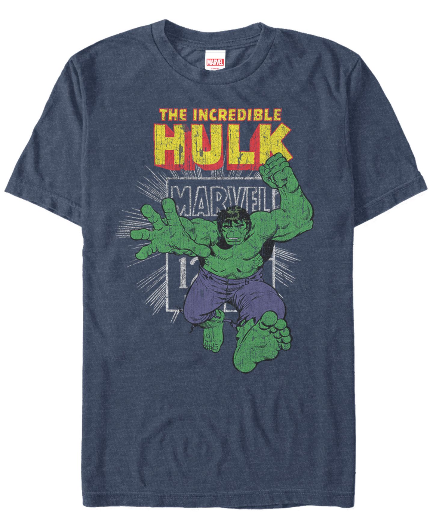 Мужская футболка Fifth Sun Marvel Comic Collection Vintage The Hulk Stamp Short Sleeve, цвет: Тёмно-синий — фото 2