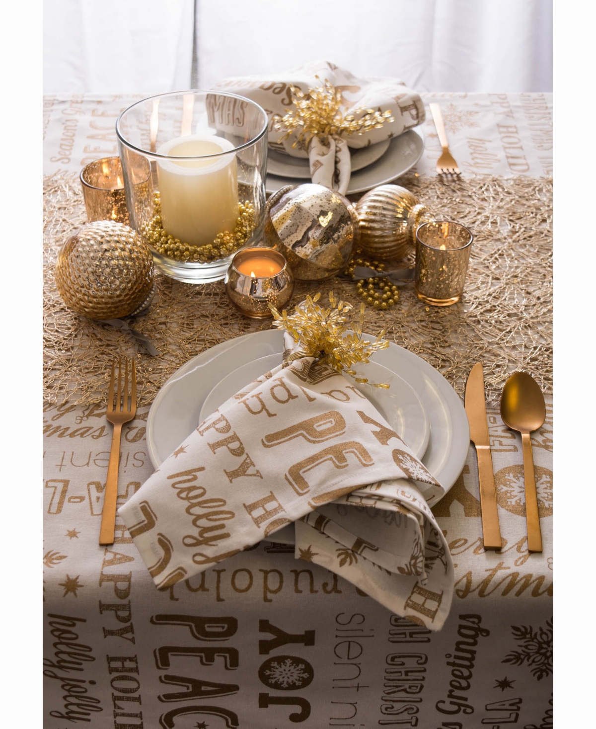 Design Imports Christmas Collage Tablecloth 60