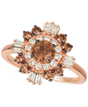 image of Le Vian Chocolate Diamonds (3/4 ct. t.w.) & Nude Diamonds (3/8 ct. t.w.) Statement Ring in 14k Rose Gold & 14k White Gold
