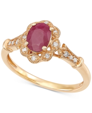 image of Certified Ruby (1 ct. t.w.) & Diamond Accent Ring in 14k Gold