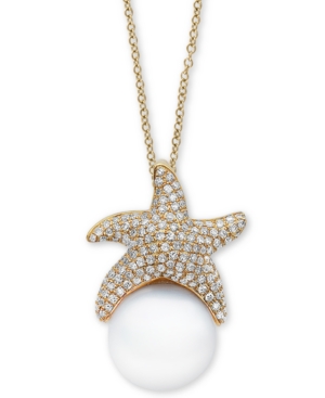 image of Effy Cultured Freshwater Pearl (11-1/2mm) & Diamond (5/8 ct. t.w.) Starfish 18