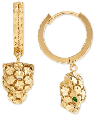 image of Effy Oro by Effy Panther Hoop Earrings in 14k Gold