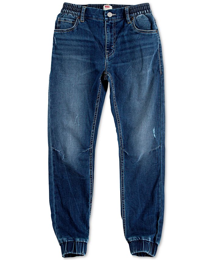New Boys Kids Designer Branded Stretch Slim Fit Denim Elasticated Waist Jogger Pull On Jeans Pants