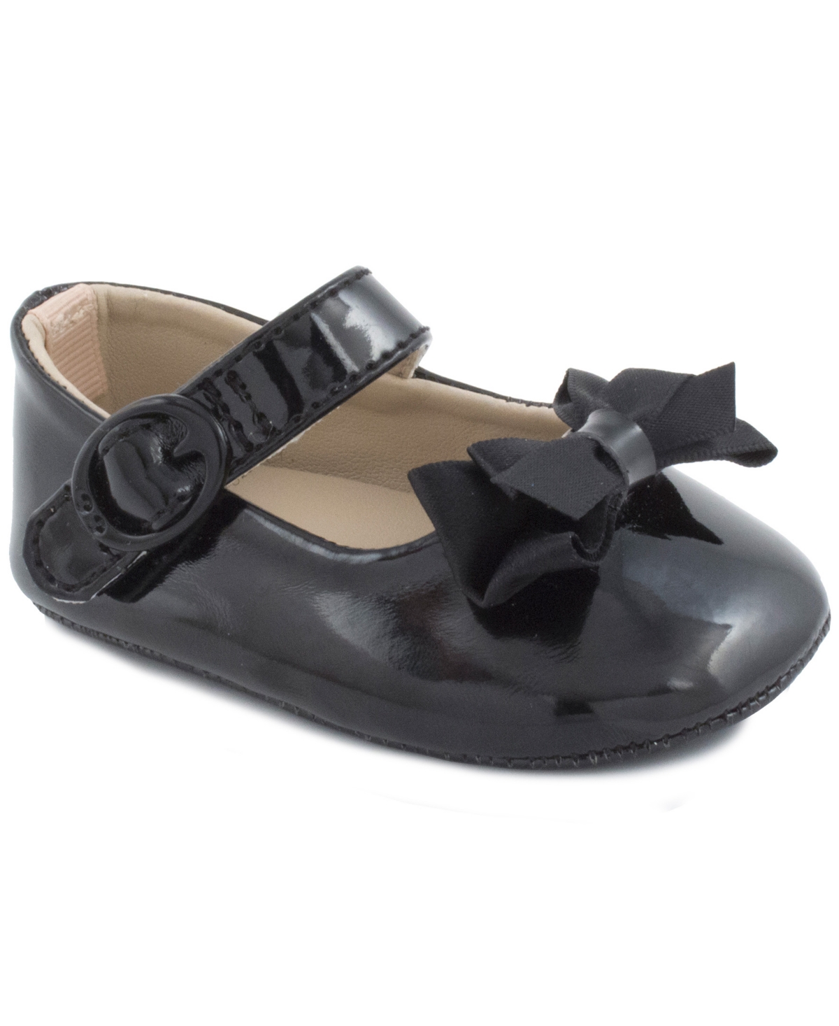 Shop Baby Deer Baby Girl Patent Skimmer With Fancy Bow In Black