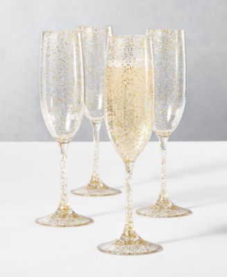 The Cellar - Holiday Sayings Glitter Flutes, Set of 4