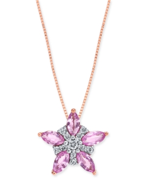 image of Pink Sapphire (1-1/6 ct. t.w.) & Diamond (1/10 ct. t.w.) Star 18