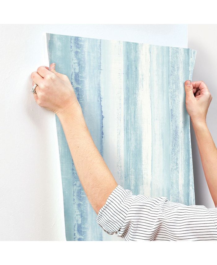 York Wallcoverings Blue Watercolor Stripe Peel & Stick Wallpaper