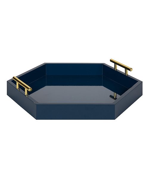 Kate And Laurel Lipton Hexagon Decorative Tray With Metal Handles