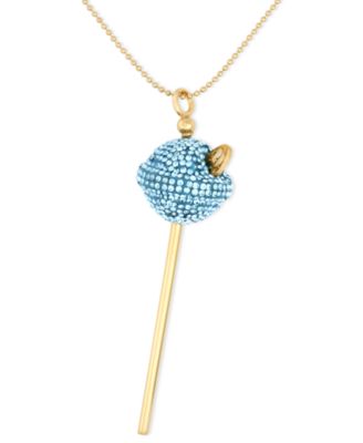 Simone I. Smith - 18k Gold over Sterling Silver Necklace, Medium Light Blue Crystal Lollipop Pendant