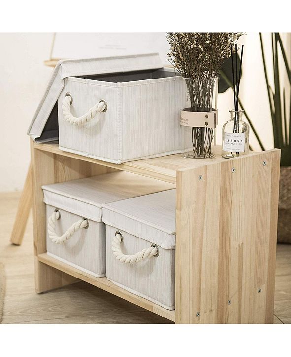 StorageWorks Foldable Fabric Storage Bin with Cotton Rope Handles and