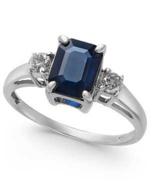 image of Sapphire (1-9/10 ct. t.w.) & Diamond (1/5 ct. t.w.) Ring in 14k White Gold