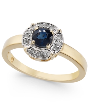 image of Sapphire (1/2 ct. t.w.) & Diamond (1/10 ct. t.w.) Ring in 10k Gold