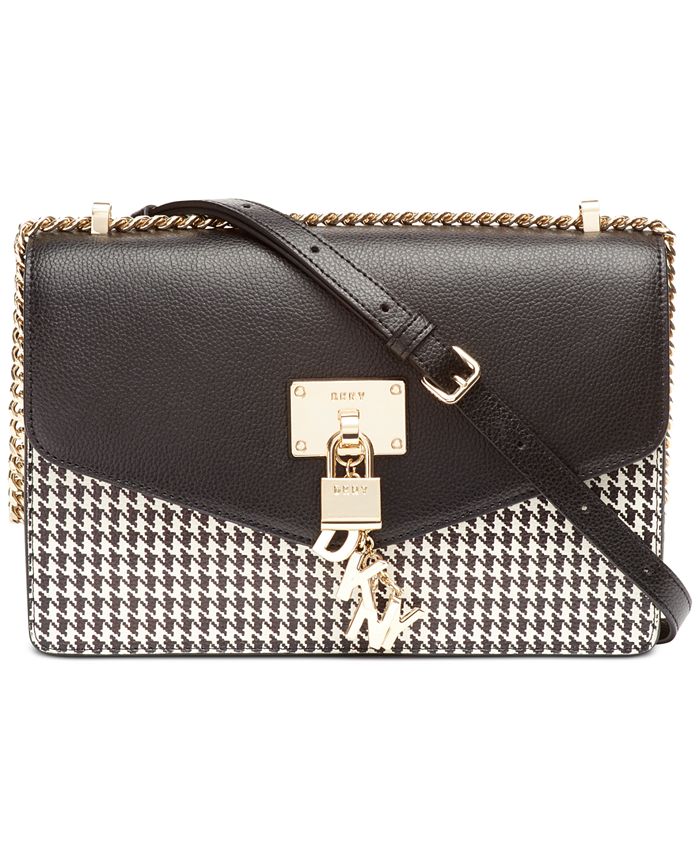 DKNY Elissa Leather Houndtooth Shoulder Flap, Created for Macy's Macy's