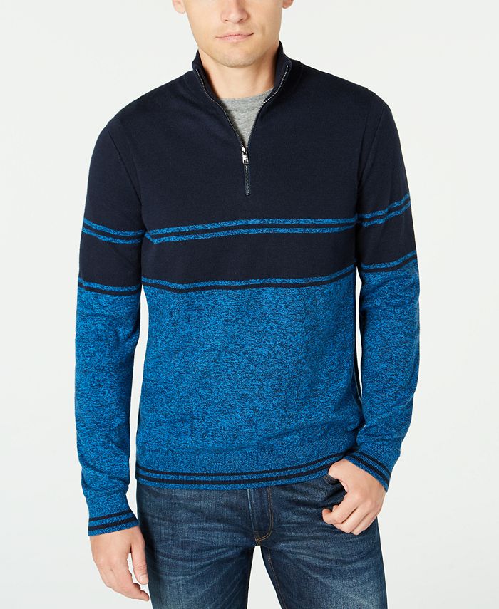 Michael Kors Men's Striped Quarter-Zip Sweater, Created for Macy's ...