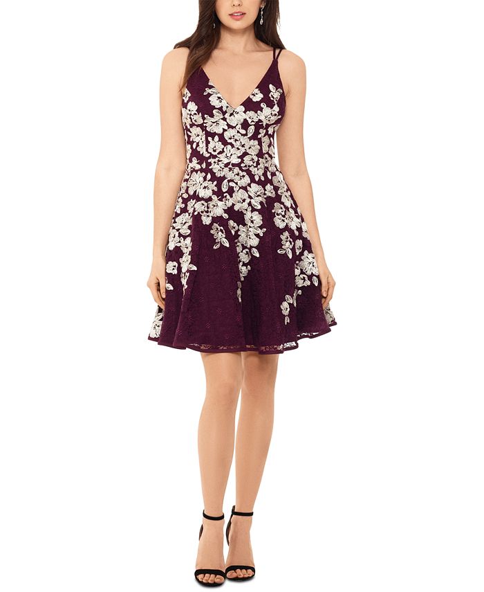 XSCAPE Lace-Embroidered Fit & Flare Dress & Reviews - Dresses - Women - Macy's